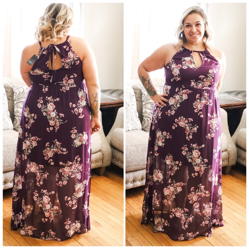 Plus size Torrid size 0 purple floral dress NWT XL